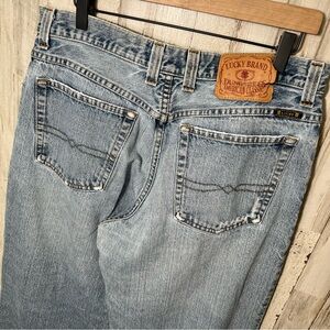 Vintage Y2K Lucky Brand Dungarees Blue Denim Straight‎ Leg Jeans Mens Size 34
